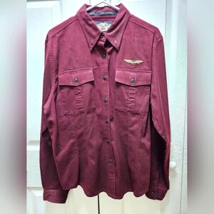 Harley Davidson Women's Biker Burgundy Long Sleeves Shirt  Size XL.